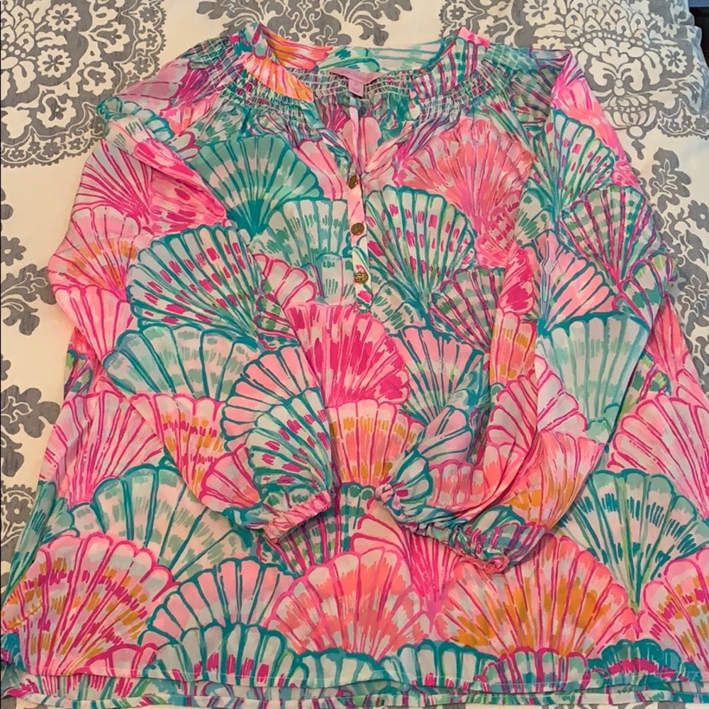 Lilly Pulitzer silk dress top shello medium Elsa